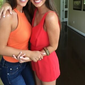 Topshop Orange romper with black lace